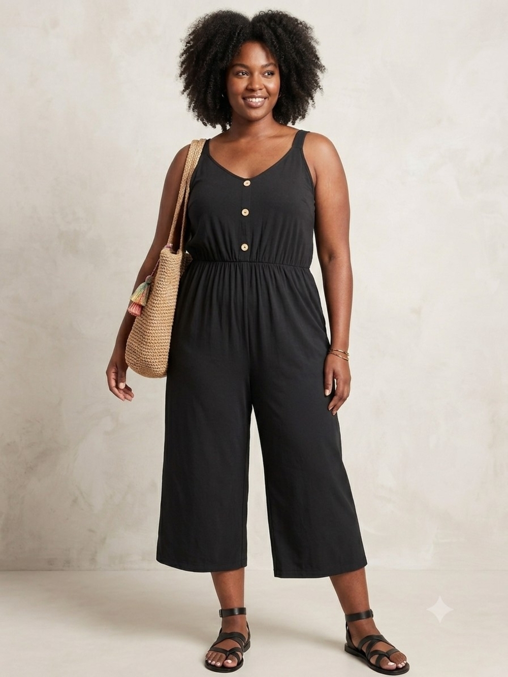 J For Justify Women’s Sleeveless Romper Size XL Black Faux Button-Front